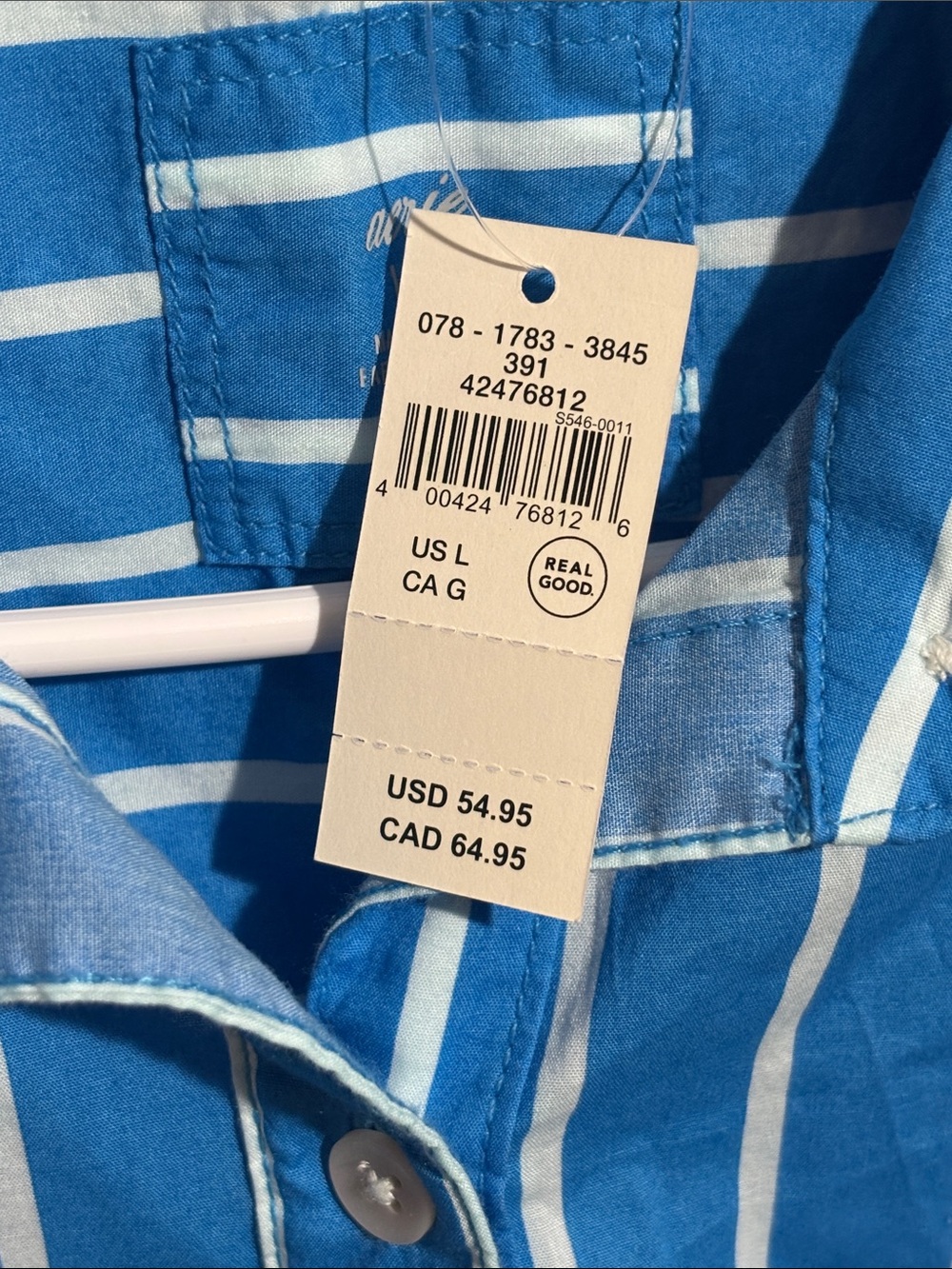 Aerie Women's Good Day Button Down Shirt in Ocean Aqua blue (size Large) - Picture 3 of 7